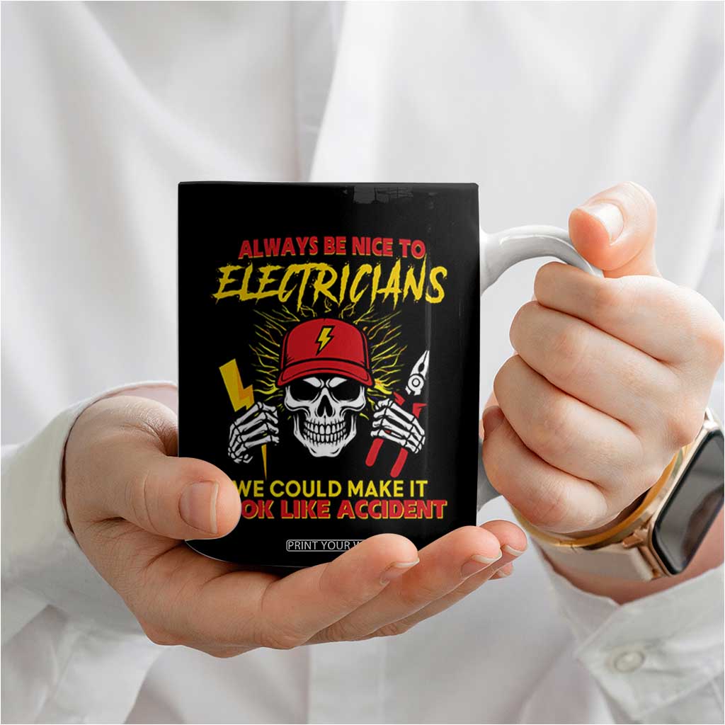 Funny Electrician Skull Coffee Mug Electrical Engineer Electricity Lineman TS14 Print Your Wear