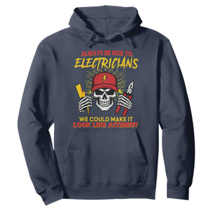 Funny Electrician Skull Hoodie Electrical Engineer Electricity Lineman TS14 Navy Print Your Wear