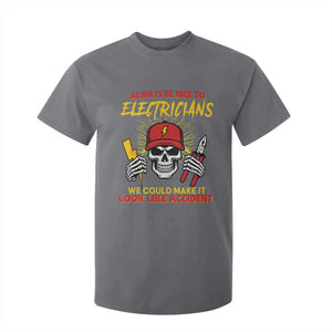 Funny Electrician Skull T Shirt For Kid Electrical Engineer Electricity Lineman TS14 Charcoal Print Your Wear