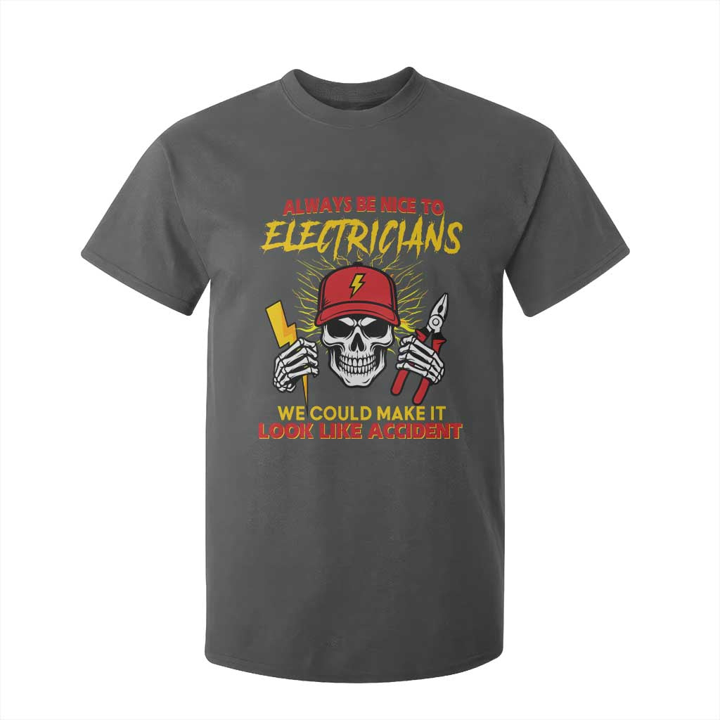 Funny Electrician Skull T Shirt For Kid Electrical Engineer Electricity Lineman TS14 Dark Heather Print Your Wear