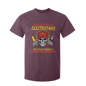 Funny Electrician Skull T Shirt For Kid Electrical Engineer Electricity Lineman TS14 Maroon Print Your Wear