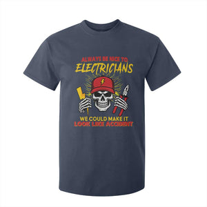 Funny Electrician Skull T Shirt For Kid Electrical Engineer Electricity Lineman TS14 Navy Print Your Wear