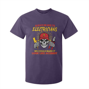 Funny Electrician Skull T Shirt For Kid Electrical Engineer Electricity Lineman TS14 Purple Print Your Wear