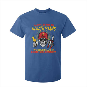Funny Electrician Skull T Shirt For Kid Electrical Engineer Electricity Lineman TS14 Royal Blue Print Your Wear