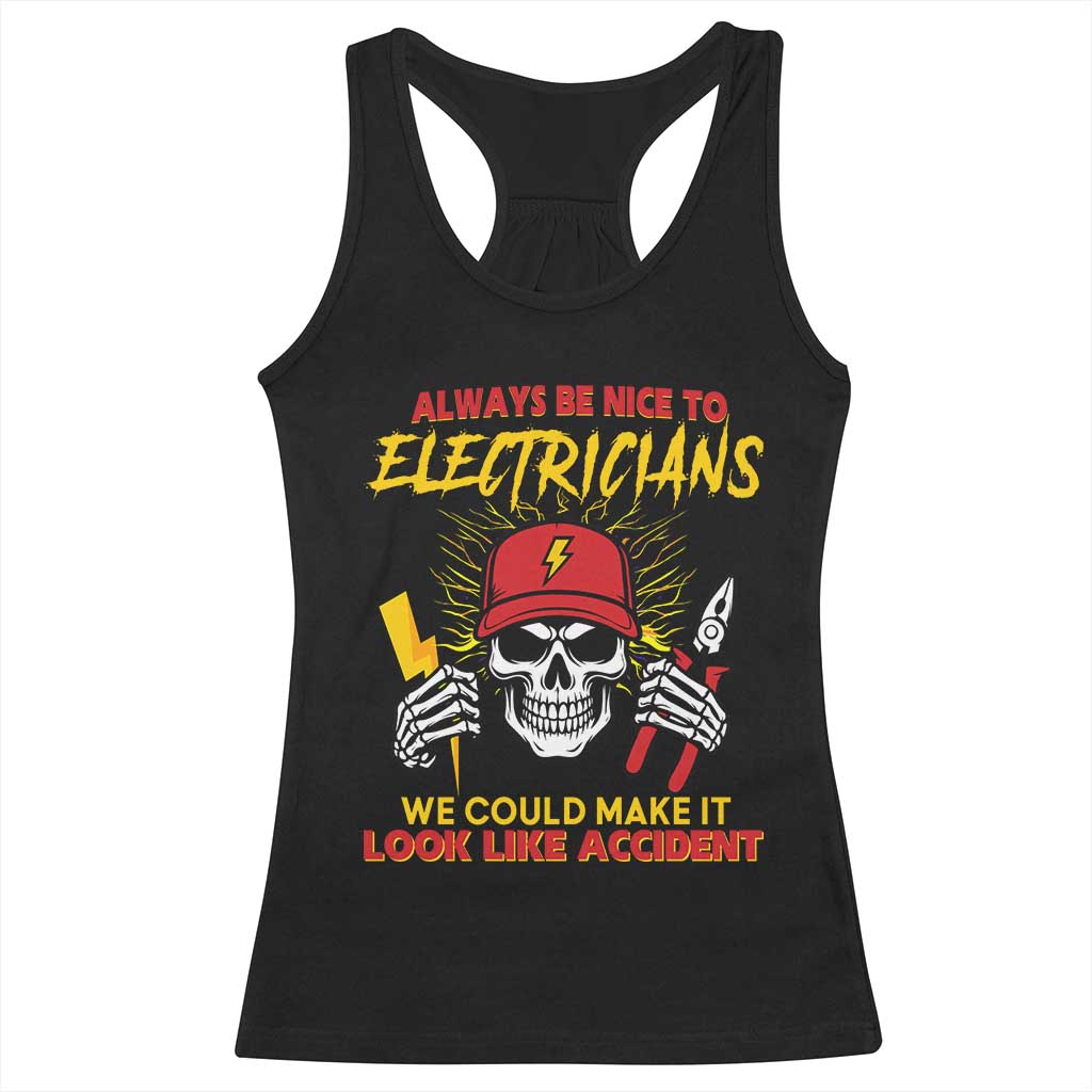 Funny Electrician Skull Racerback Tank Top Electrical Engineer Electricity Lineman TS14 Black Print Your Wear