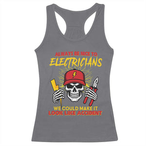 Funny Electrician Skull Racerback Tank Top Electrical Engineer Electricity Lineman TS14 Charcoal Print Your Wear