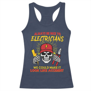 Funny Electrician Skull Racerback Tank Top Electrical Engineer Electricity Lineman TS14 Navy Print Your Wear