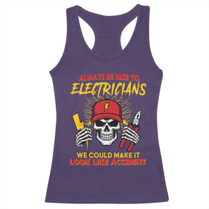 Funny Electrician Skull Racerback Tank Top Electrical Engineer Electricity Lineman TS14 Purple Print Your Wear