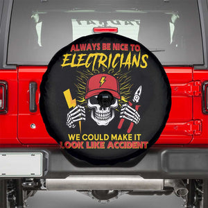Funny Electrician Skull Spare Tire Cover Electrical Engineer Electricity Lineman TS14 Black Print Your Wear