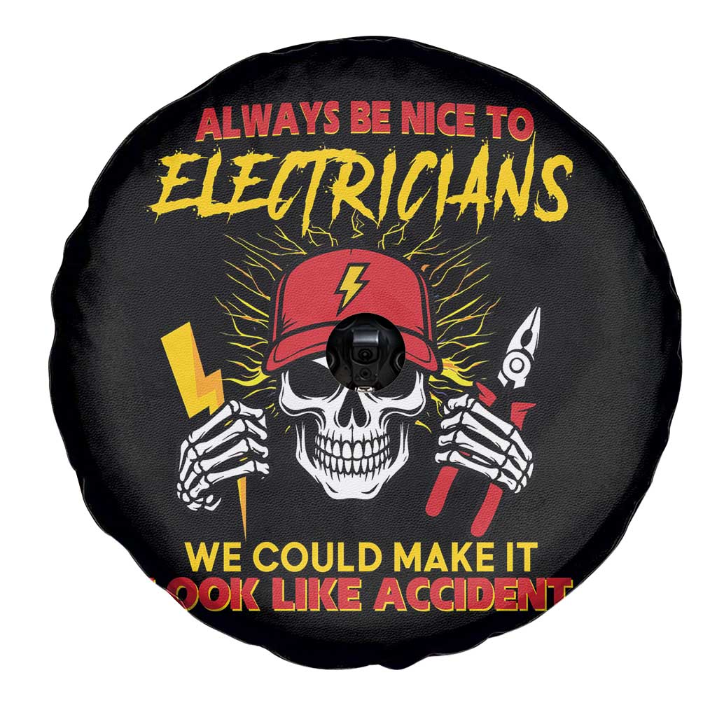 Funny Electrician Skull Spare Tire Cover Electrical Engineer Electricity Lineman TS14 Print Your Wear