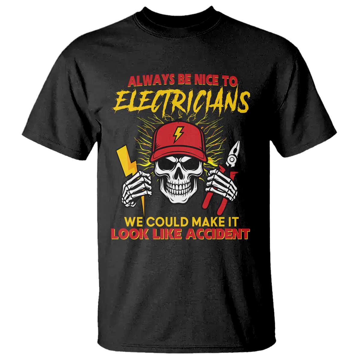 Funny Electrician Skull T Shirt Electrical Engineer Electricity Lineman TS14 Black Print Your Wear