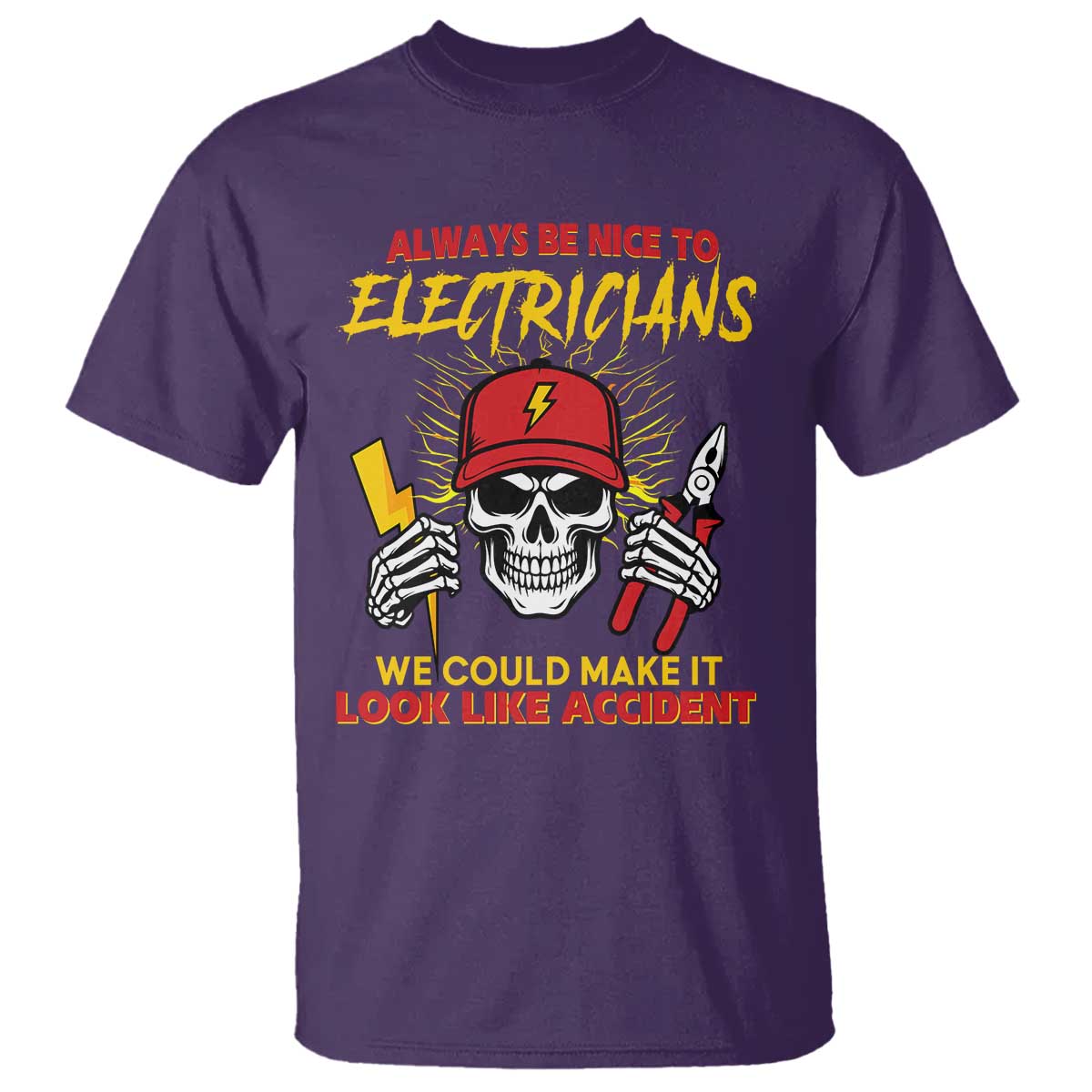 Funny Electrician Skull T Shirt Electrical Engineer Electricity Lineman TS14 Purple Print Your Wear
