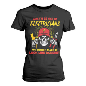 Funny Electrician Skull T Shirt For Women Electrical Engineer Electricity Lineman TS14 Black Print Your Wear