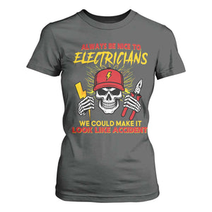 Funny Electrician Skull T Shirt For Women Electrical Engineer Electricity Lineman TS14 Dark Heather Print Your Wear
