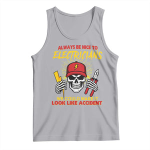 Funny Electrician Skull Tank Top Electrical Engineer Electricity Lineman TS14 Athletic Heather Print Your Wear