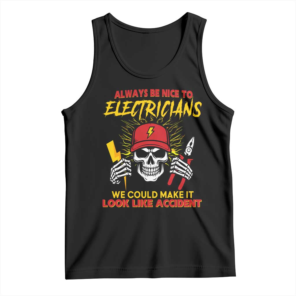 Funny Electrician Skull Tank Top Electrical Engineer Electricity Lineman TS14 Black Print Your Wear