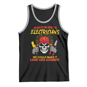 Funny Electrician Skull Tank Top Electrical Engineer Electricity Lineman TS14 Black Athletic Heather Print Your Wear