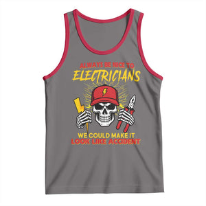 Funny Electrician Skull Tank Top Electrical Engineer Electricity Lineman TS14 Deep Heather Red Print Your Wear