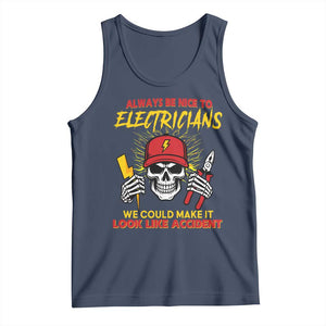 Funny Electrician Skull Tank Top Electrical Engineer Electricity Lineman TS14 Navy Print Your Wear