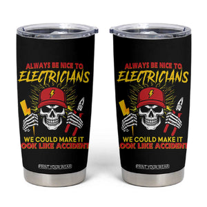 Funny Electrician Skull Tumbler Cup Electrical Engineer Electricity Lineman TS14 Black Print Your Wear