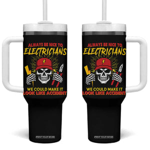 Funny Electrician Skull Tumbler With Handle Electrical Engineer Electricity Lineman TS14 One Size: 40 oz Black Print Your Wear