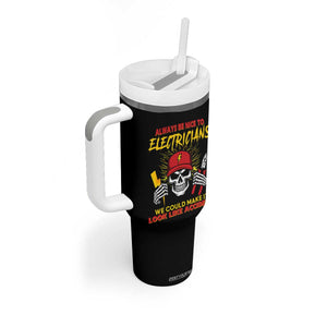 Funny Electrician Skull Tumbler With Handle Electrical Engineer Electricity Lineman TS14 Print Your Wear