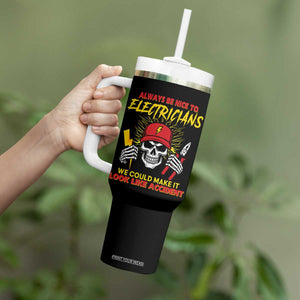 Funny Electrician Skull Tumbler With Handle Electrical Engineer Electricity Lineman TS14 Print Your Wear
