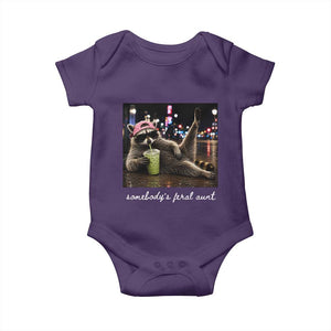 Somebody's Feral Aunt Baby Onesie Raccoon Drinking Iced Matcha Latte Sarcastic Animal Humor