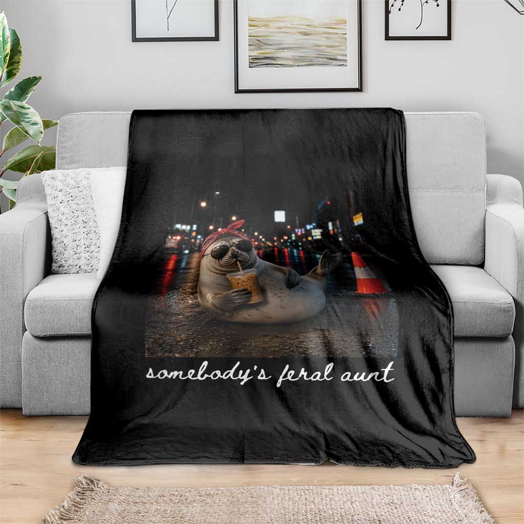 Somebody's Feral Aunt Throw Blanket Funny Neil The Seal Meme