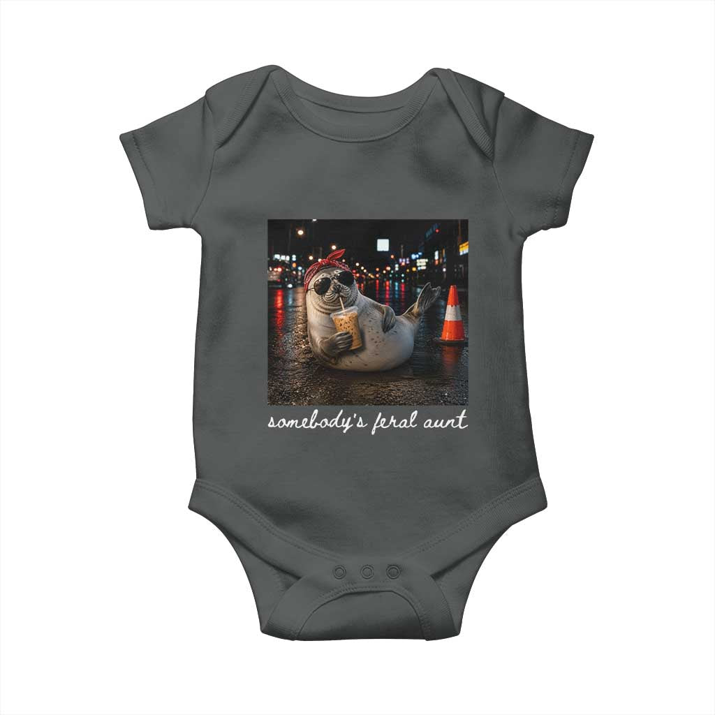 Somebody's Feral Aunt Baby Onesie Funny Neil The Seal Meme
