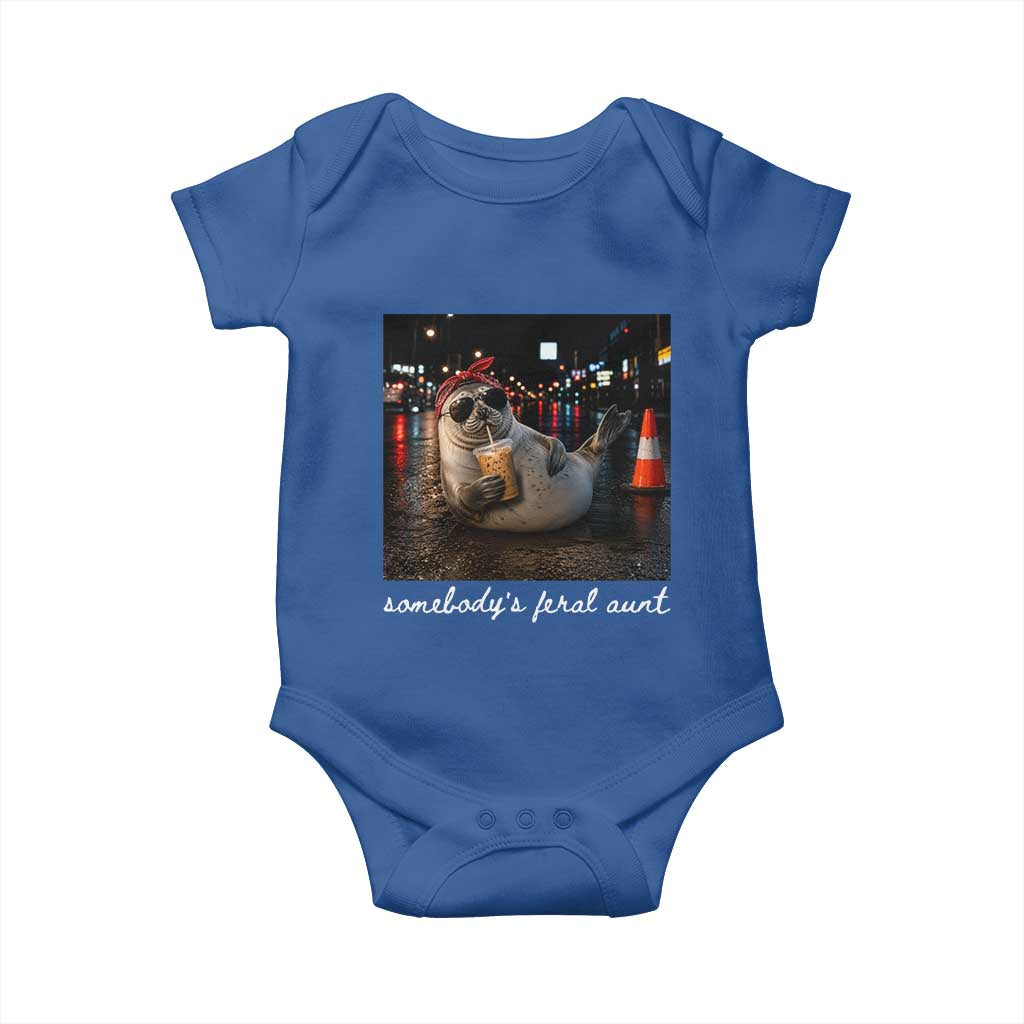 Somebody's Feral Aunt Baby Onesie Funny Neil The Seal Meme
