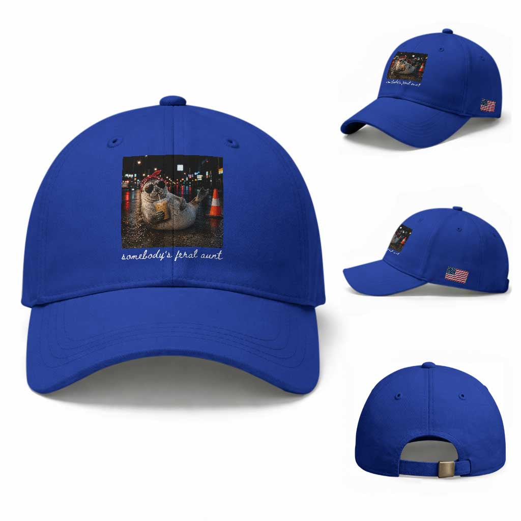 Somebody's Feral Aunt Baseball Cap Funny Neil The Seal Meme