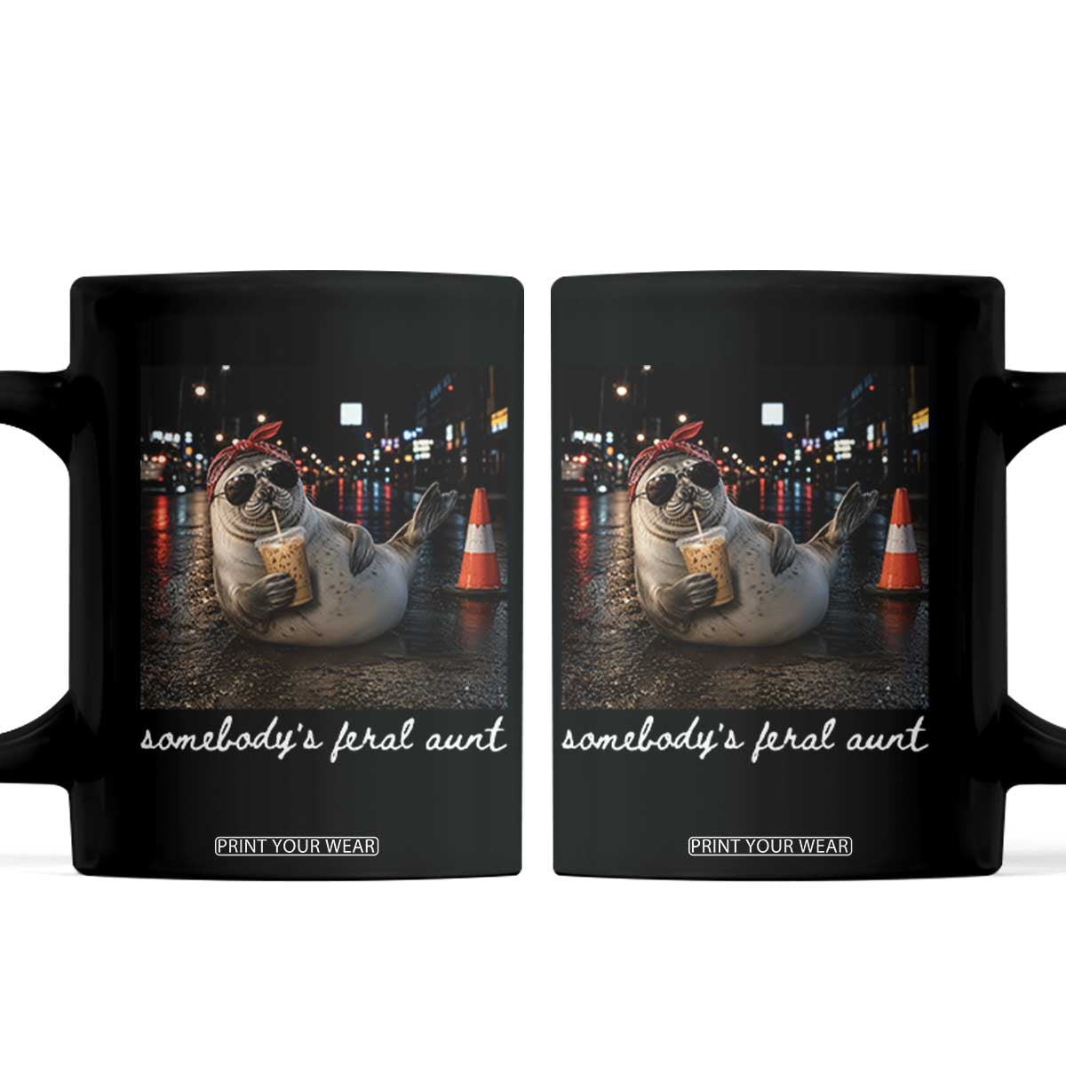 Somebody's Feral Aunt Coffee Mug Funny Neil The Seal Meme