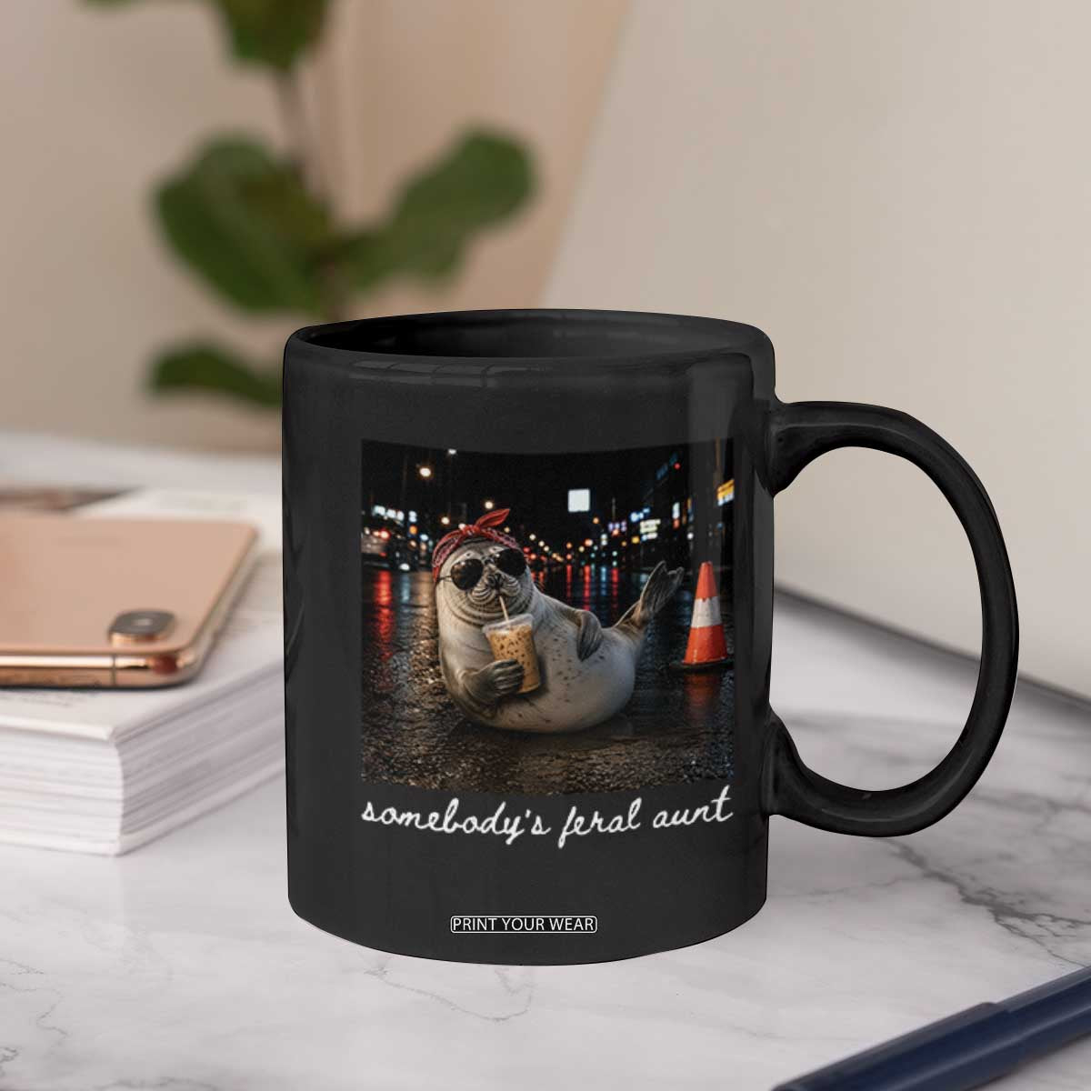 Somebody's Feral Aunt Coffee Mug Funny Neil The Seal Meme