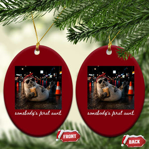 Somebody's Feral Aunt Ceramic Ornament Funny Neil The Seal Meme