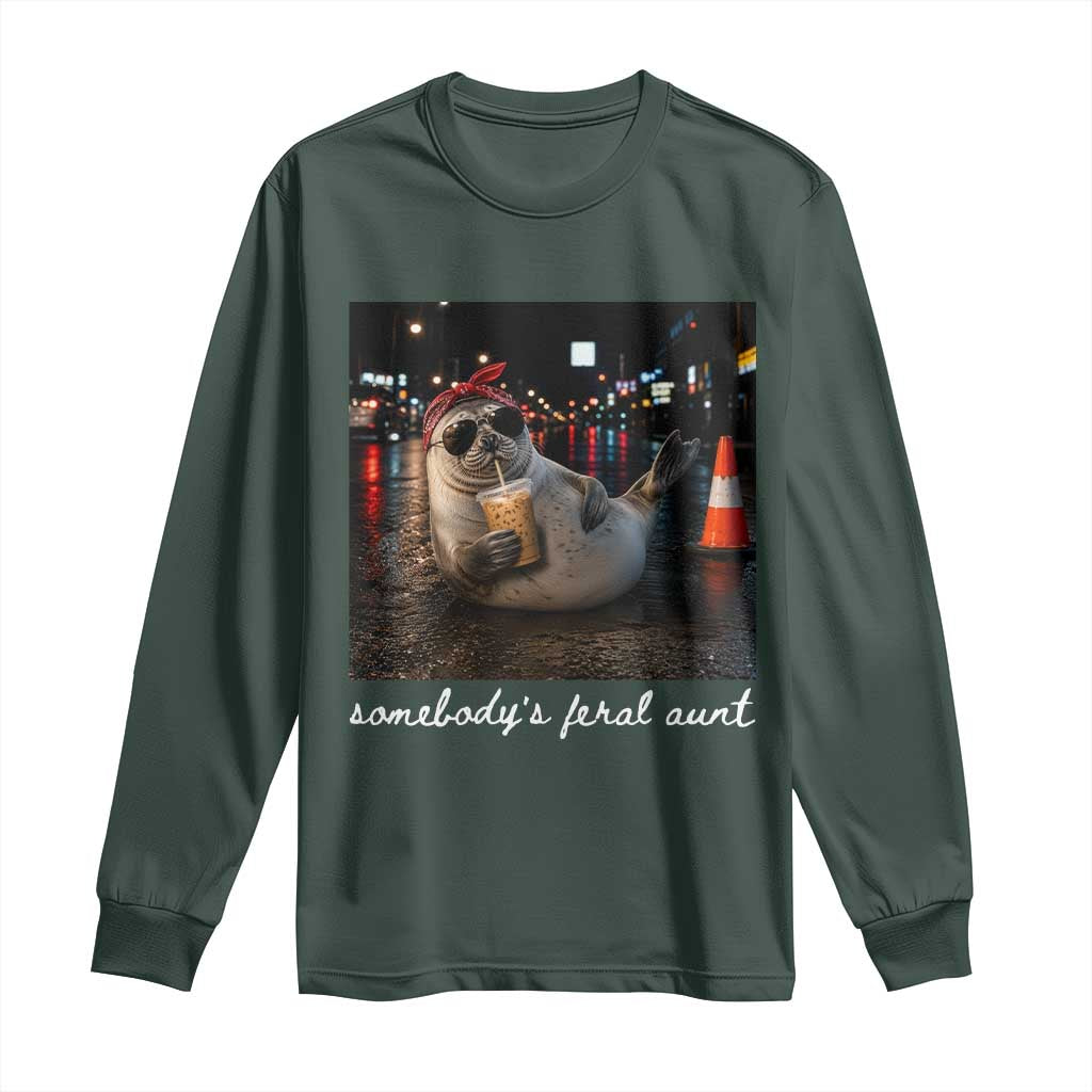 Somebody's Feral Aunt Long Sleeve Shirt Funny Neil The Seal Meme