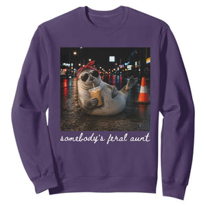 Somebody's Feral Aunt Sweatshirt Funny Neil The Seal Meme