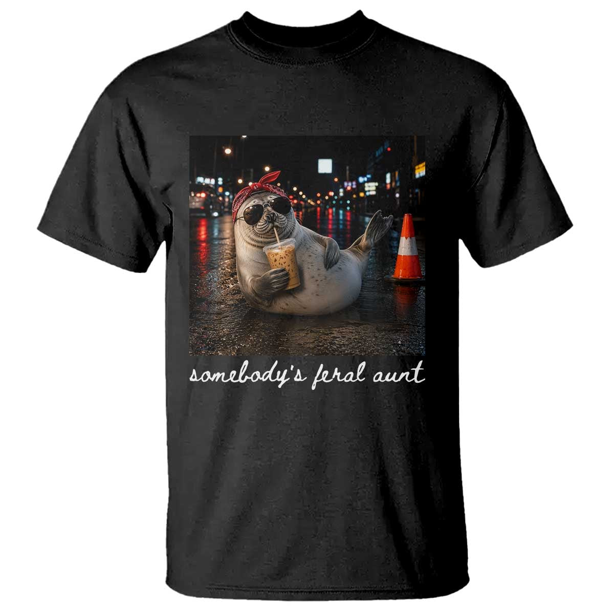 Somebody's Feral Aunt T Shirt Funny Neil The Seal Meme TS14 Black Print Your Wear