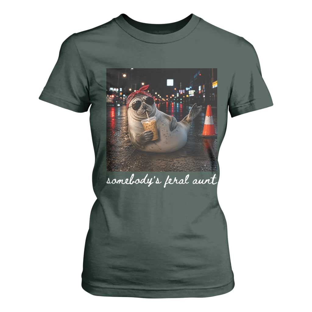 Somebody's Feral Aunt T Shirt For Women Funny Neil The Seal Meme