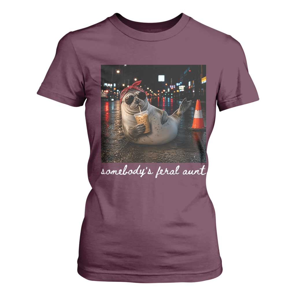 Somebody's Feral Aunt T Shirt For Women Funny Neil The Seal Meme
