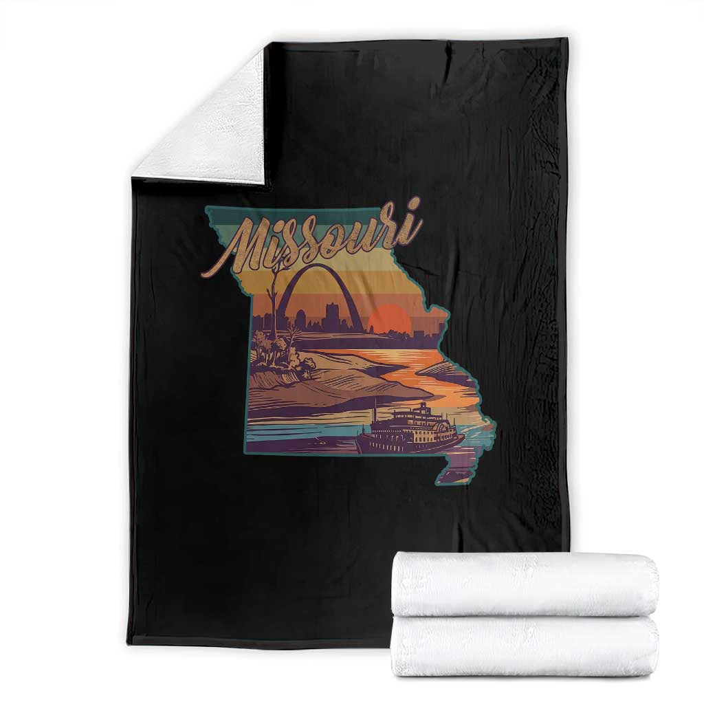 Retro Gateway Arch St Louis Missouri Map Outline Throw Blanket TS14 Black Print Your Wear