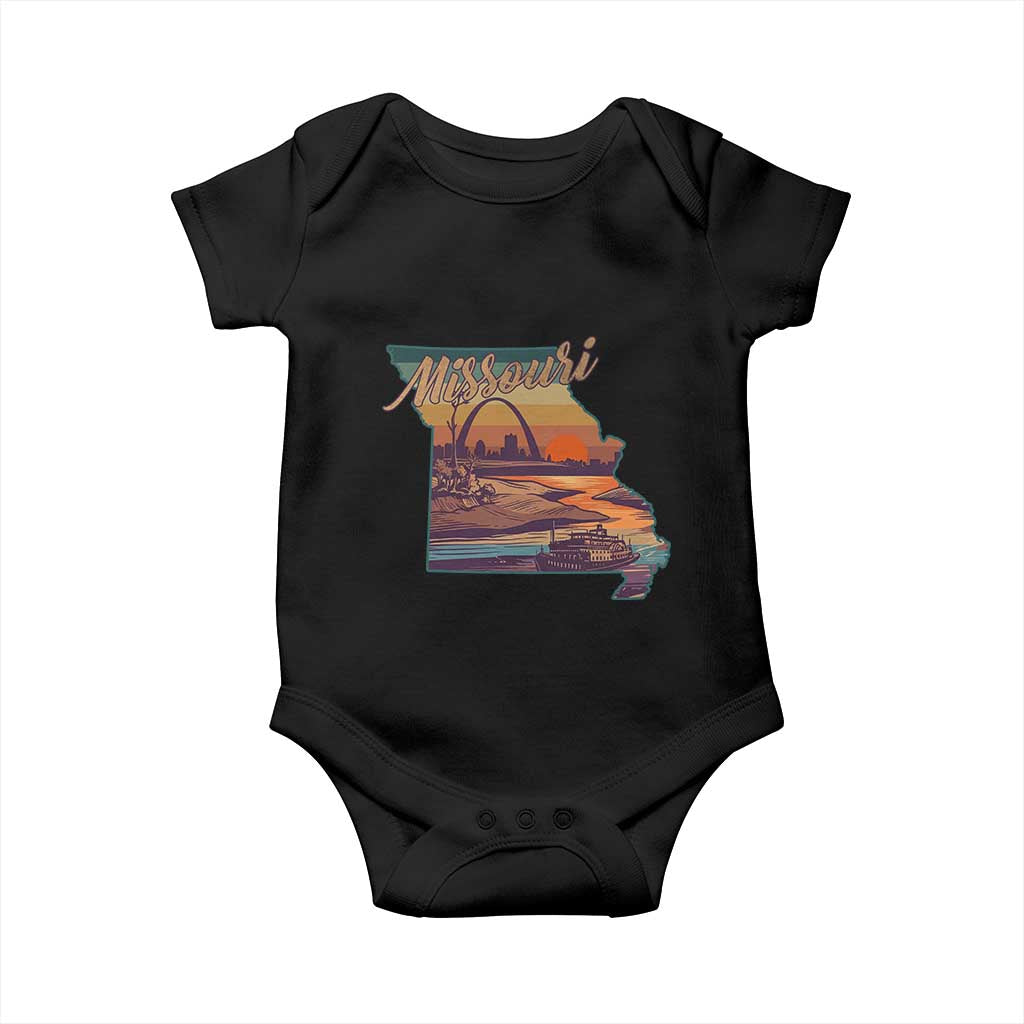 Retro Gateway Arch St Louis Missouri Map Outline Baby Onesie TS14 Black Print Your Wear