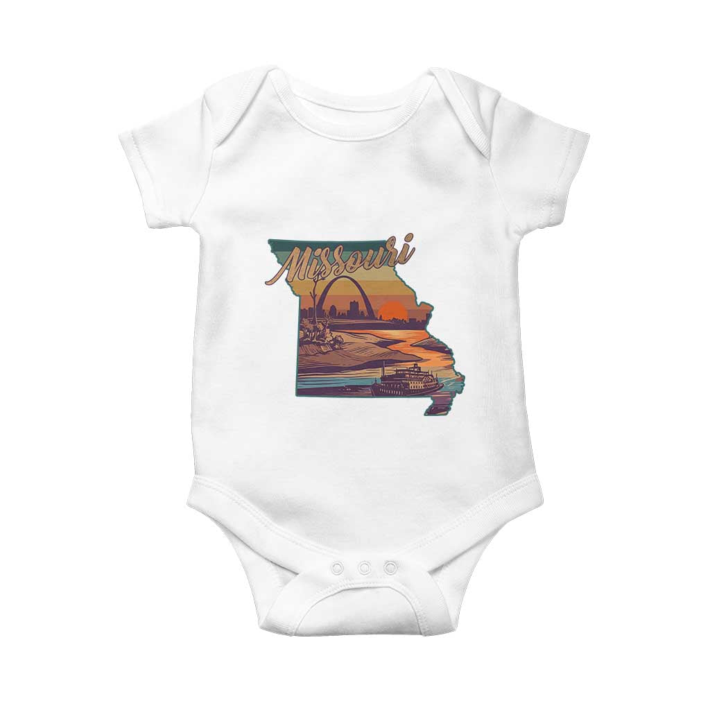 Retro Gateway Arch St Louis Missouri Map Outline Baby Onesie