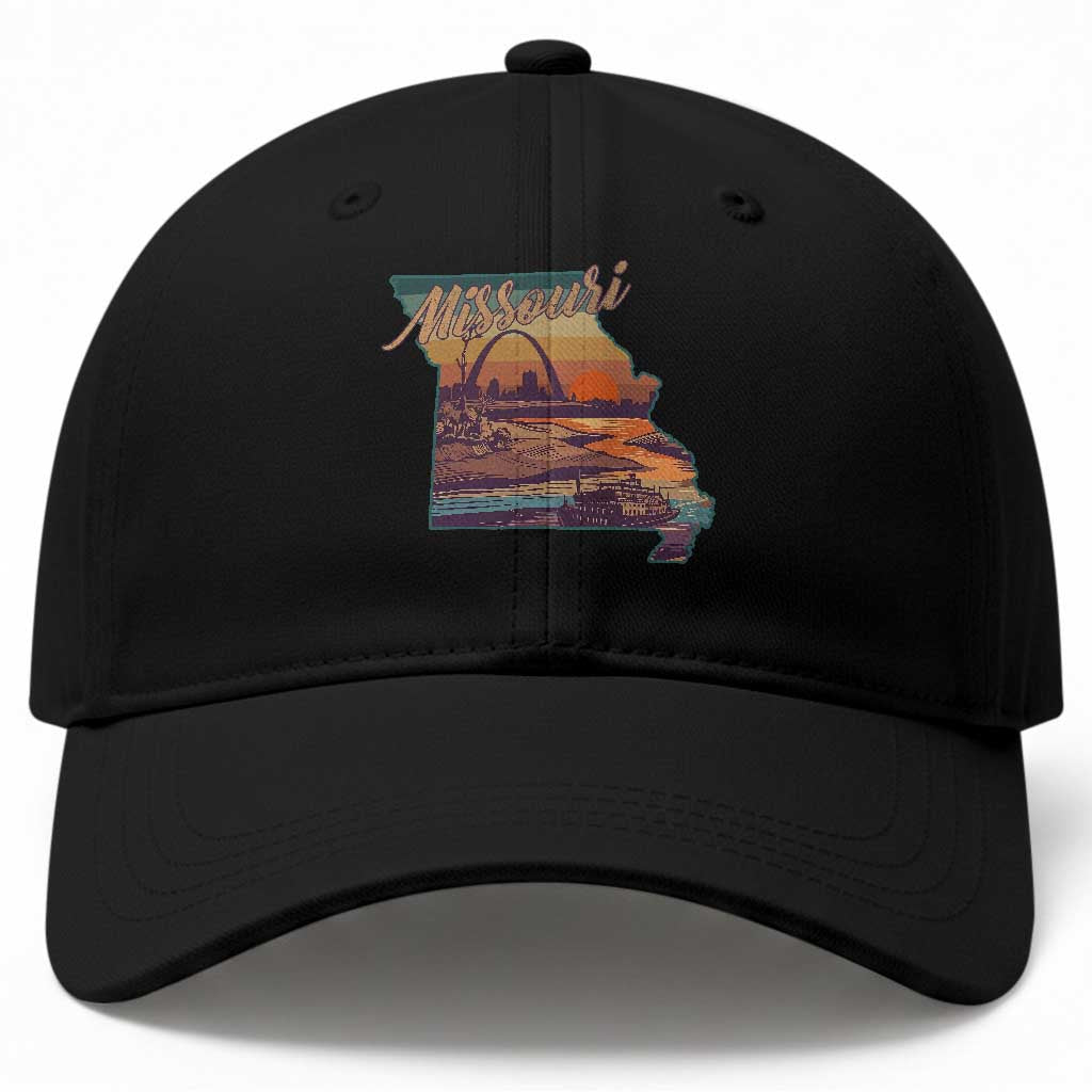 Retro Gateway Arch St Louis Missouri Map Outline Baseball Cap TS14 Print Your Wear