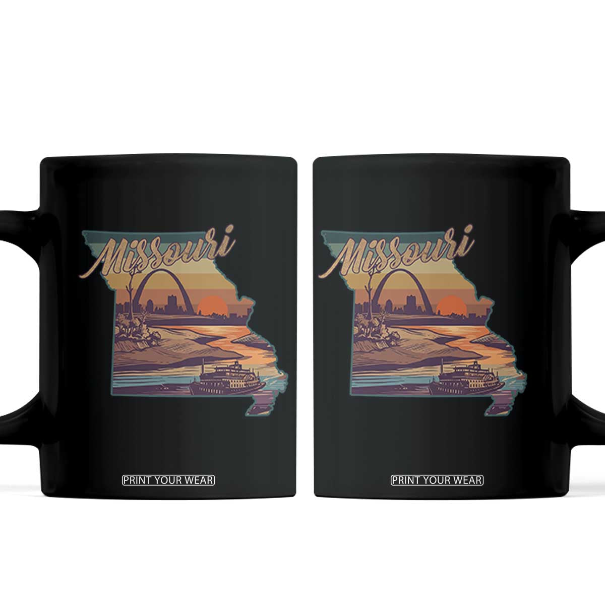 Retro Gateway Arch St Louis Missouri Map Outline Coffee Mug TS14 Black Print Your Wear