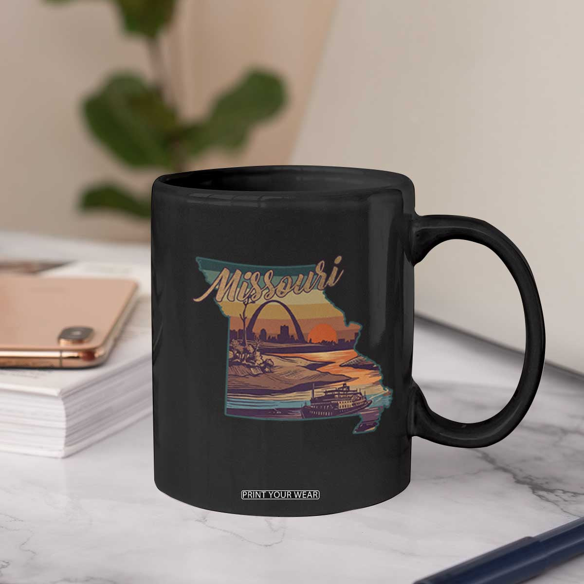 Retro Gateway Arch St Louis Missouri Map Outline Coffee Mug