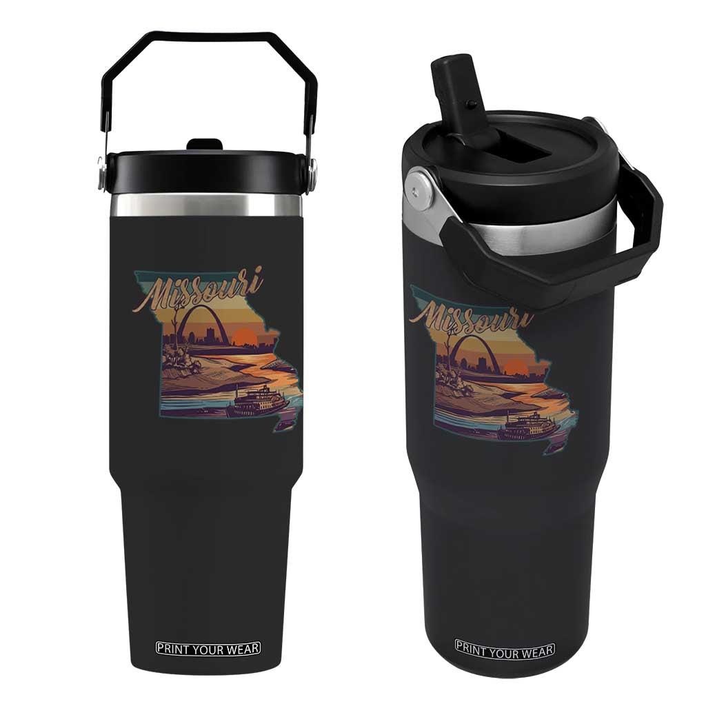 Retro Gateway Arch St Louis Missouri Map Outline Flip Straw Tumbler TS14 One Size: 30 oz Black Print Your Wear