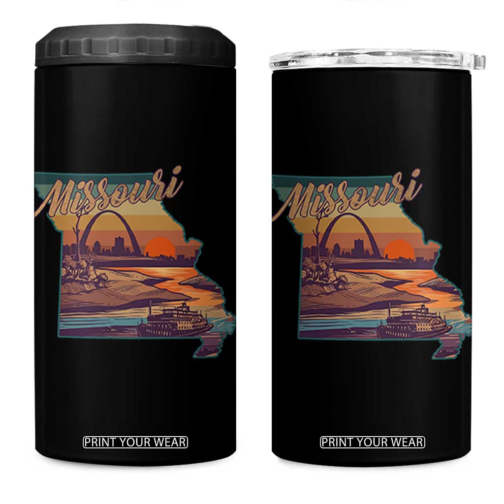 Retro Gateway Arch St Louis Missouri Map Outline 4 in 1 Can Cooler Tumbler