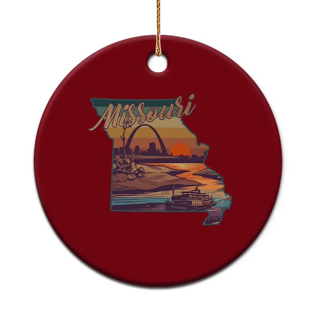Retro Gateway Arch St Louis Missouri Map Outline Ceramic Ornament TS14 1pc Red Print Your Wear