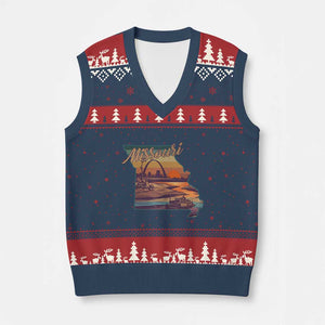 Retro Gateway Arch St Louis Missouri Map Outline V-Neck Knit Sweater Vest